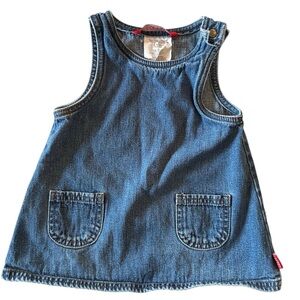 Vintage Esprit Baby Girl Denim Jumper Dress 12 Months 90s Retro 19-22 lbs